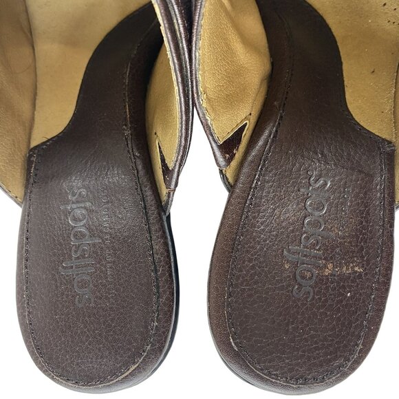 Softspots Womens 6M Brown Suede Leather Mules W Ruched Detailing & Buckle - Picture 9 of 13